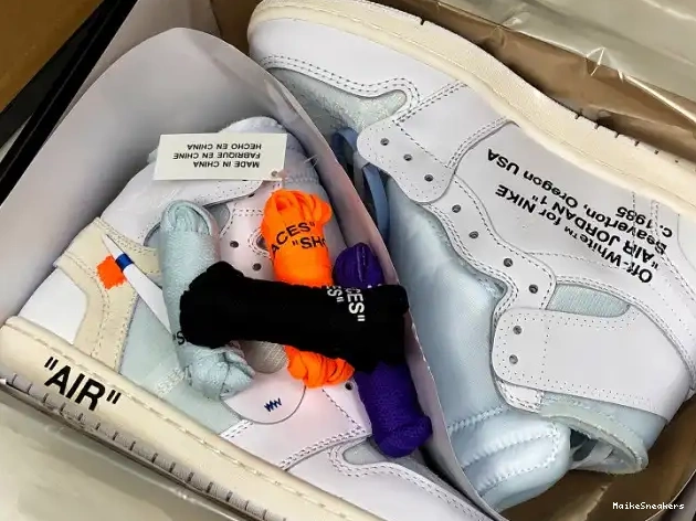 MaikeSneakers Jordan 1 AQ0818-100 White Off-White Retro Air High 0521